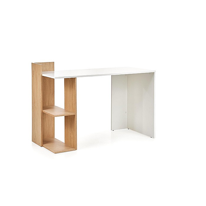 Birou HM Fino, 2 rafturi, PAL melaminat, 122x57x85 cm, stejar auriu/alb [6]