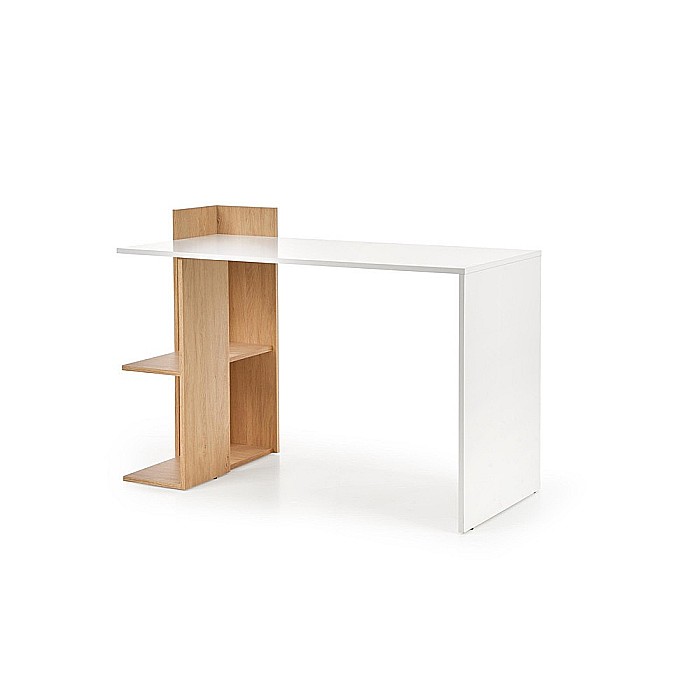 Birou HM Fino, 2 rafturi, PAL melaminat, 122x57x85 cm, stejar auriu/alb [5]