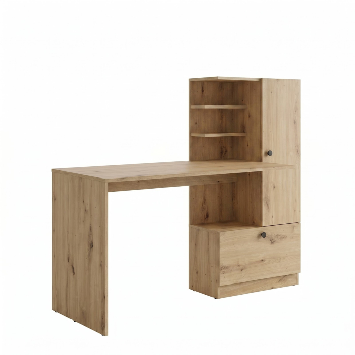 Birou HM Hobas cu dulap multifunctional, 2 usi, polite, stejar artizanal [2]