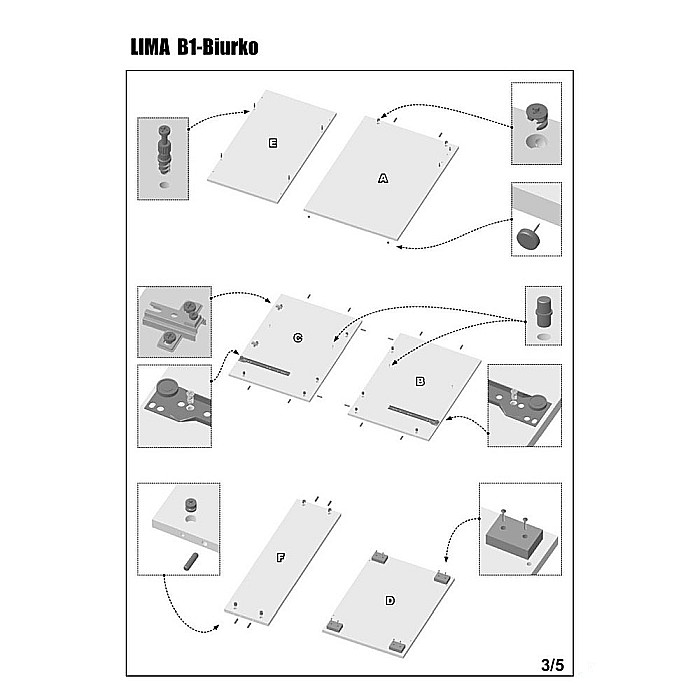 Birou HM Lima B1, cu usa si sertar, PAL melaminat lucios, 120x55x75 cm, stejar sonoma/alb [7]