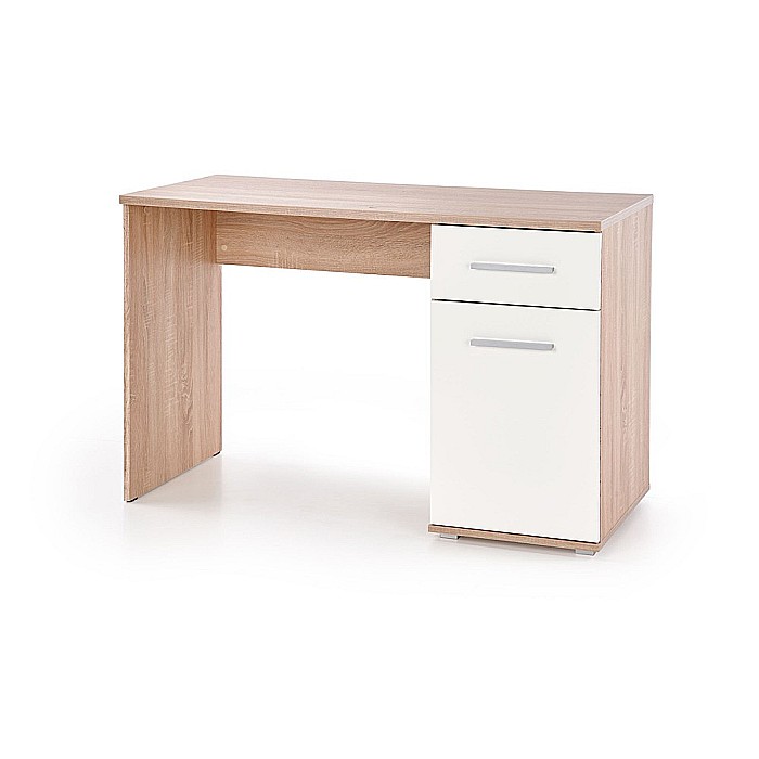 Birou HM Lima B1, cu usa si sertar, PAL melaminat lucios, 120x55x75 cm, stejar sonoma/alb [2]