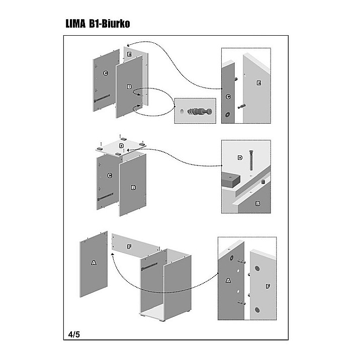 Birou HM Lima B1, cu usa si sertar, PAL melaminat lucios, 120x55x75 cm, alb [4]