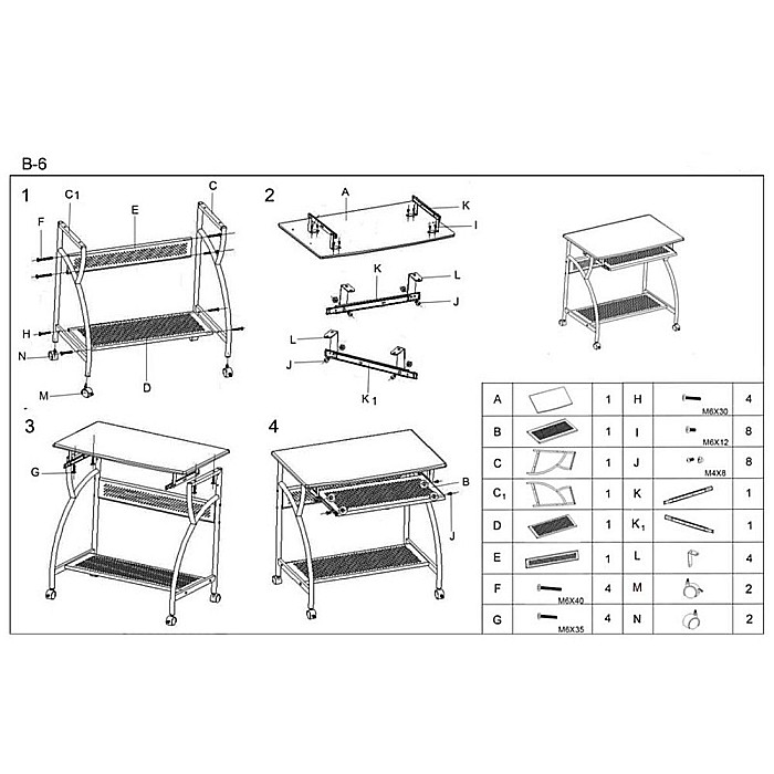 Birou metalic HM B6, blat MDF, polita glisanta tastatura, raft calculator, 80x50x76 cm, fag [2]