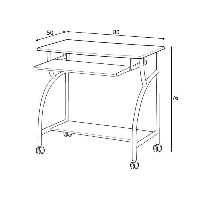 Birou metalic HM B6, blat MDF, polita glisanta tastatura, raft calculator, 80x50x76 cm, fag [3]