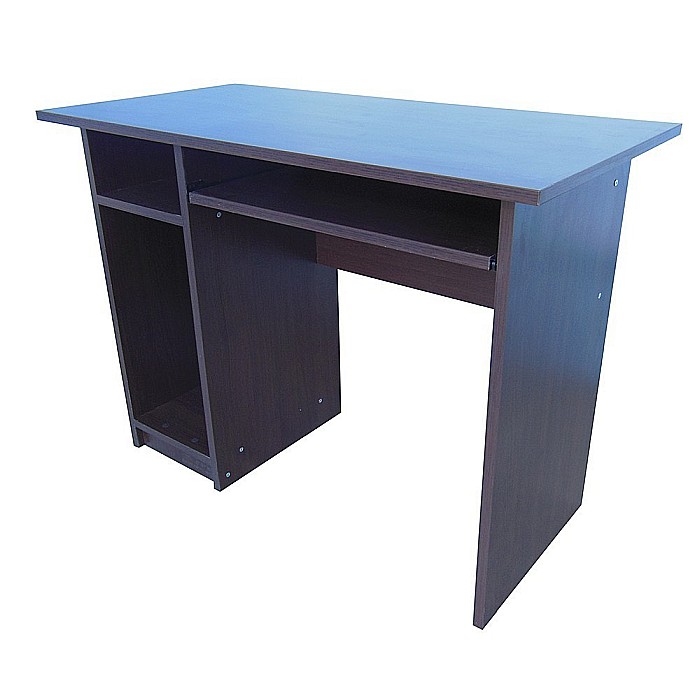 Birou pentru calculator cu spatiu de depozitare, polita pentru tastatura, PAL melaminat, 100x52x76 cm, cires [1]