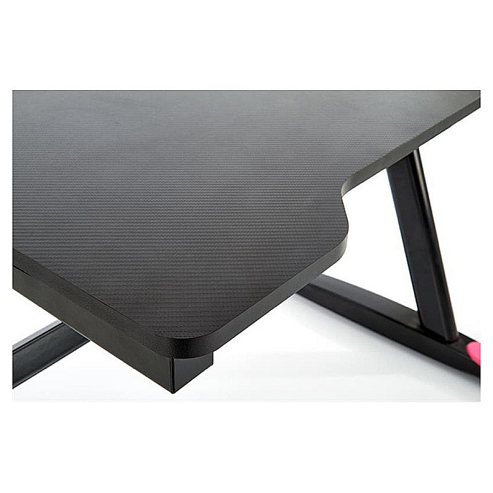 Birou pentru gamming HM B40, iluminare LED, cadru metalic, MDF, 100x60x74 cm, negru [4]