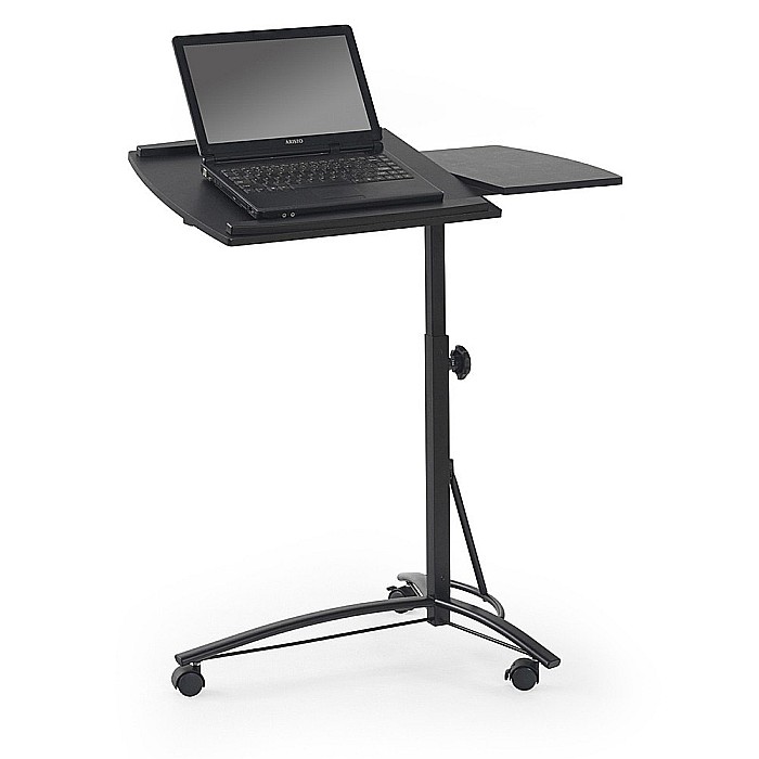 Birou pentru laptop HM B14, inaltime reglabila, unghi inclinare ajustabil, cu roti, cadru metalic, MDF, 73x40x63-93 cm, negru [1]