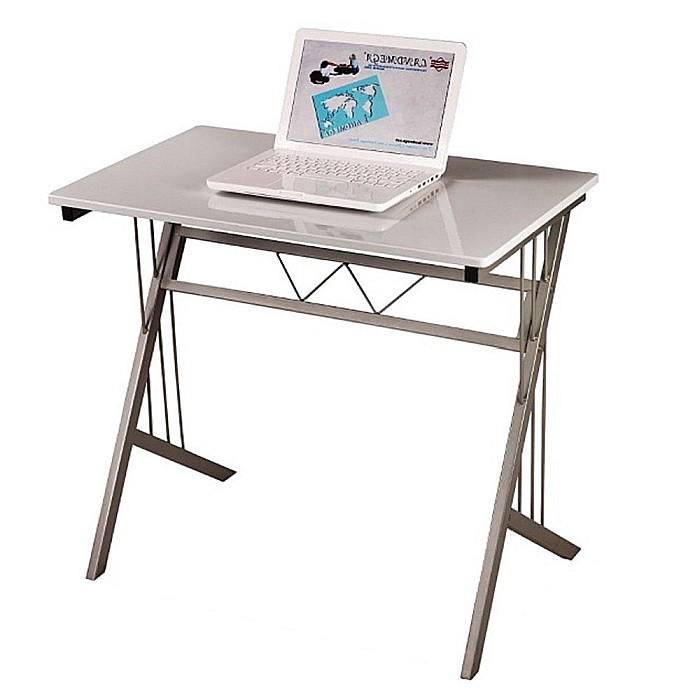 Birou SL B120, cadru metalic, blat MDF, robust, 80x51x72 cm, alb [1]