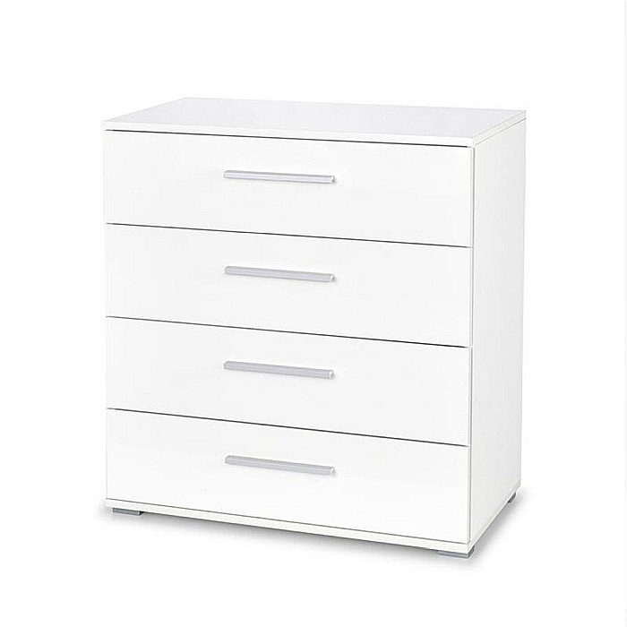 Comoda dormitor HM Lima KM3, Pal Melaminat, cu 4 sertare, cant ABS, alb [1]