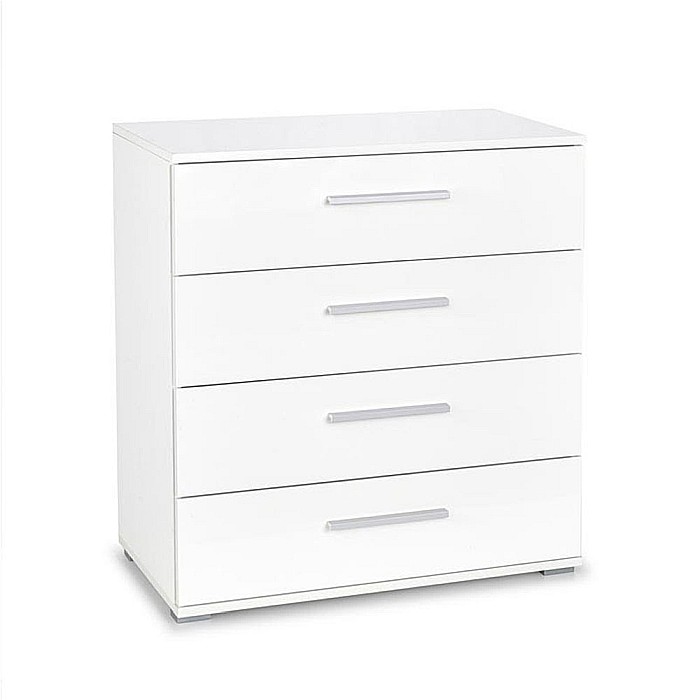 Comoda dormitor HM Lima KM3, Pal Melaminat, cu 4 sertare, cant ABS, alb [2]