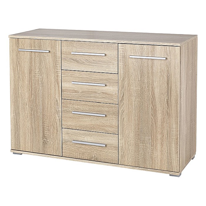 Comoda dormitor HM Lima KM4, Pal Melaminat, 2 usi, 4 sertare, cant ABS, stejar sonoma [1]