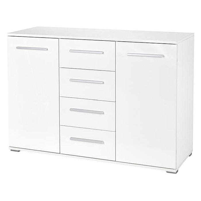 Comoda dormitor HM Lima KM4, Pal Melaminat, 2 usi, 4 sertare, cant ABS, alb [2]