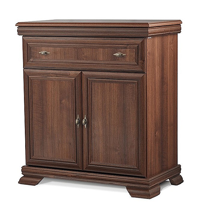 Comoda dormitor si living, VM1, Pal Melaminat, cu 2 usi, un sertar, cu elemente din MDF, Nuc [3]