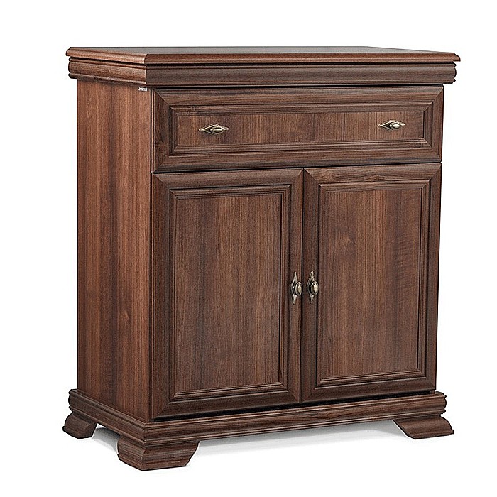 Comoda dormitor si living, VM1, Pal Melaminat, cu 2 usi, un sertar, cu elemente din MDF, Nuc [2]