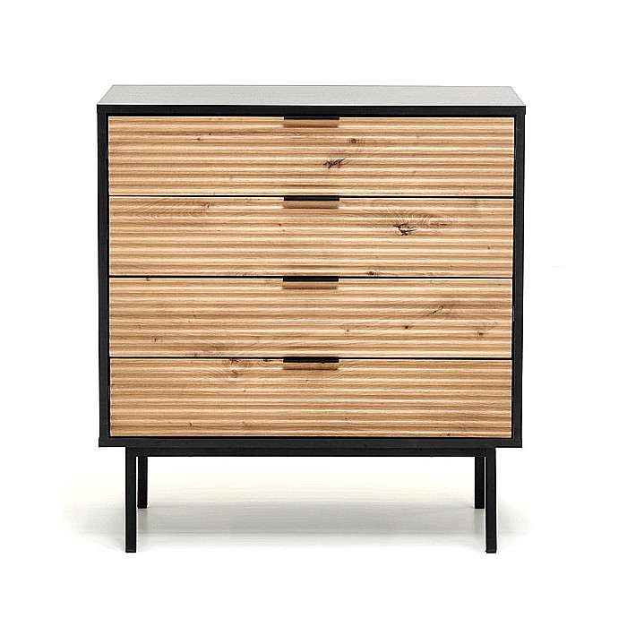 Comoda living HM Murano KM2, MDF Furniruit, cu 4 sertare, stejar artizanal/negru [5]