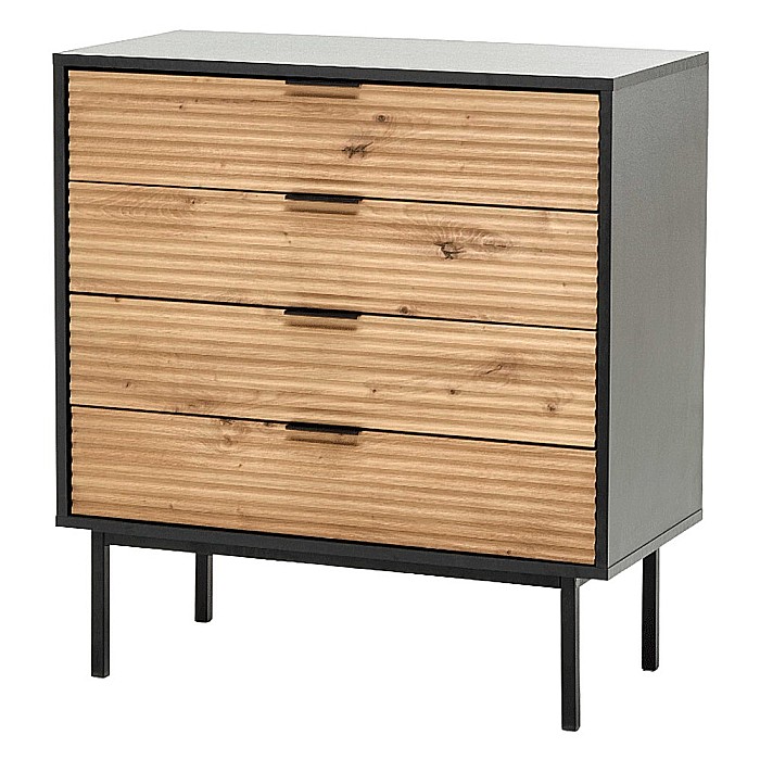 Comoda living HM Murano KM2, MDF Furniruit, cu 4 sertare, stejar artizanal/negru [2]