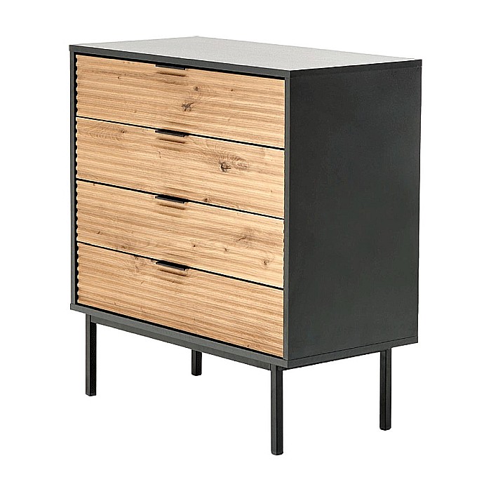 Comoda living HM Murano KM2, MDF Furniruit, cu 4 sertare, stejar artizanal/negru [3]