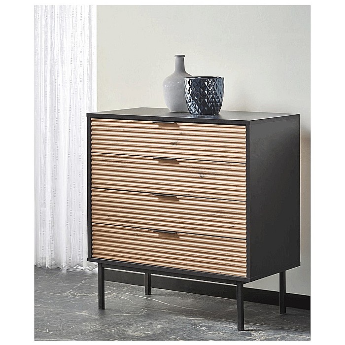 Comoda living HM Murano KM2, MDF Furniruit, cu 4 sertare, stejar artizanal/negru [1]