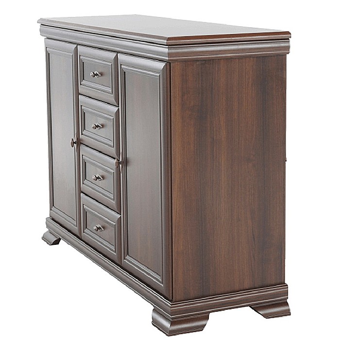 Comoda living si dormitor, VM3, 4 sertare, 2 usi, Pal melaminat, cu insertii MDF, Nuc [6]