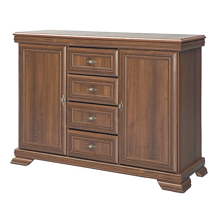 Comoda living si dormitor, VM3, 4 sertare, 2 usi, Pal melaminat, cu insertii MDF, Nuc [3]