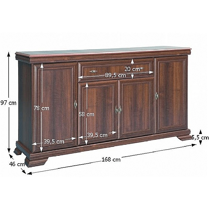 Comoda living si dormitor, VM4, 4 usi, un sertar, Pal melaminat, cu insertii MDF, Nuc [4]