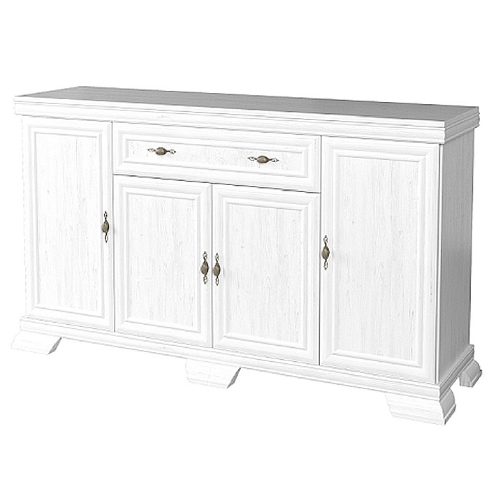 Comoda living VM4, 4 usi, un sertar, Alb Antichizat [3]