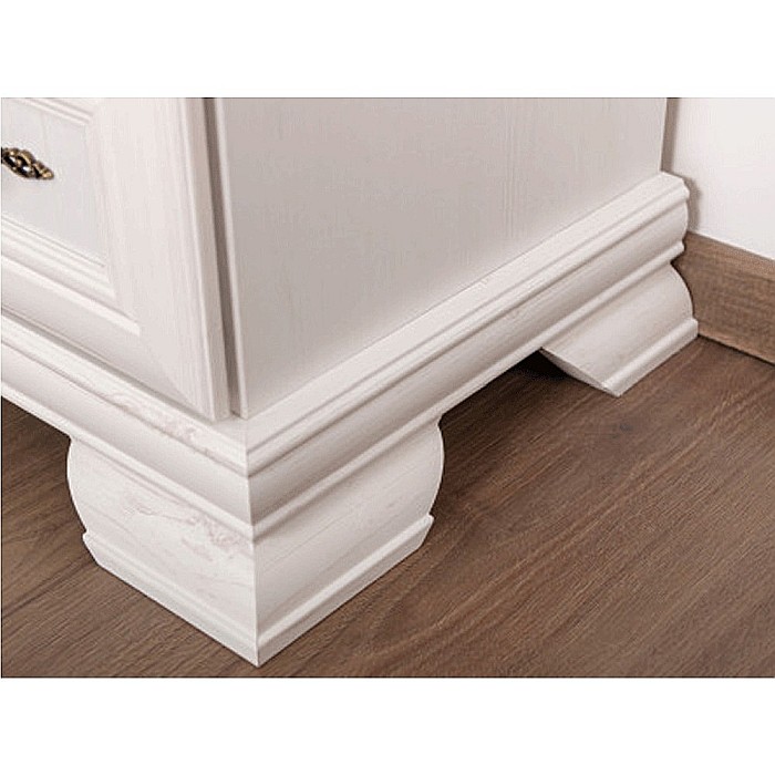 Comoda living VM6P, o usa rabatabila pentru bar, 2 usi fixe, 3 sertare, Pal melaminat, cu insertii MDF, Alb Antichizat [7]