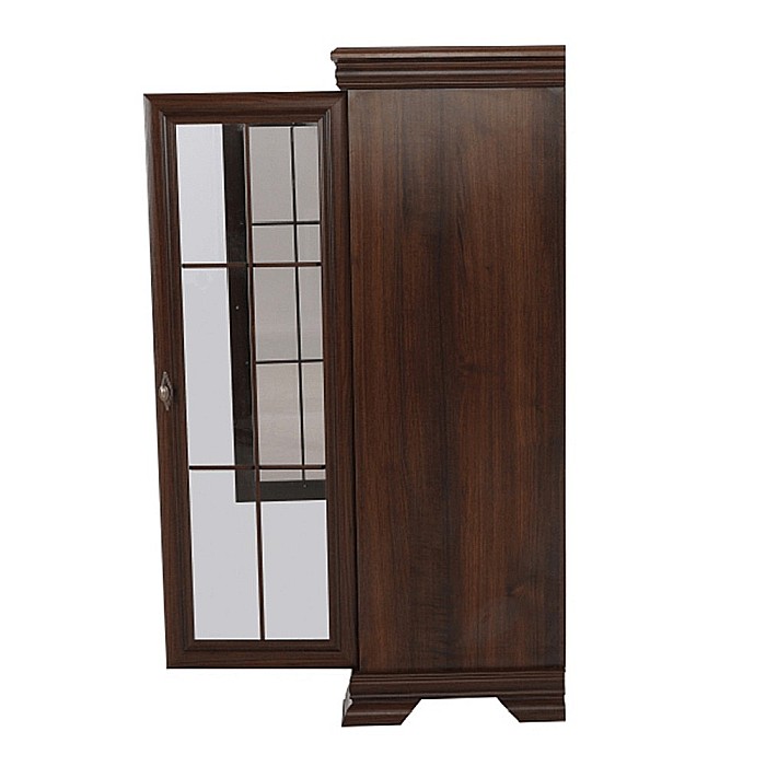 Comoda living cu vitrina VM7, o usa rabatabila pentru bar, 2 usi fixe, 3 sertare, Pal melaminat, cu insertii MDF, Nuc [8]