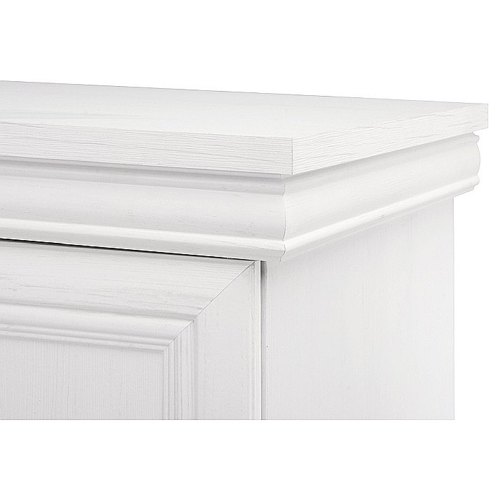 Comoda living VMT, Pal Melaminat, cu o usa, 3 polite, cu elemente din MDF, Alb Antichizat [7]