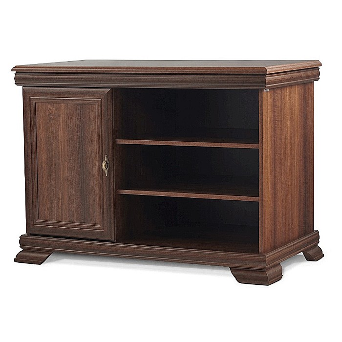 Comoda living VMT, Pal Melaminat, cu o usa, 3 polite, cu elemente din MDF, Nuc [2]