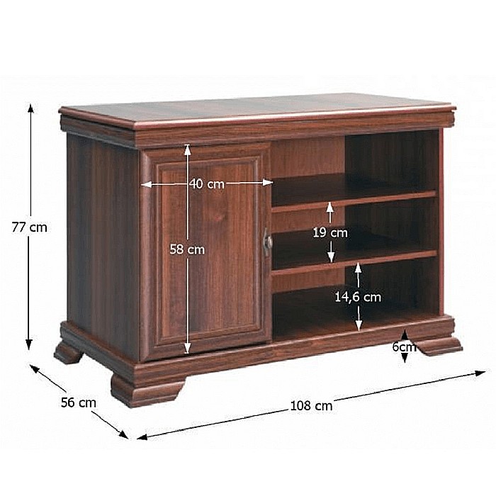 Comoda living VMT, Pal Melaminat, cu o usa, 3 polite, cu elemente din MDF, Nuc [6]