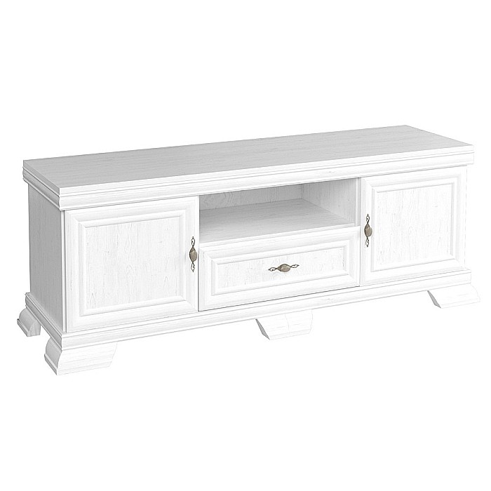 Comoda living VMT2, Pal Melaminat, cu 2 usi, sertar, cu elemente din MDF, Alb Antichizat [3]
