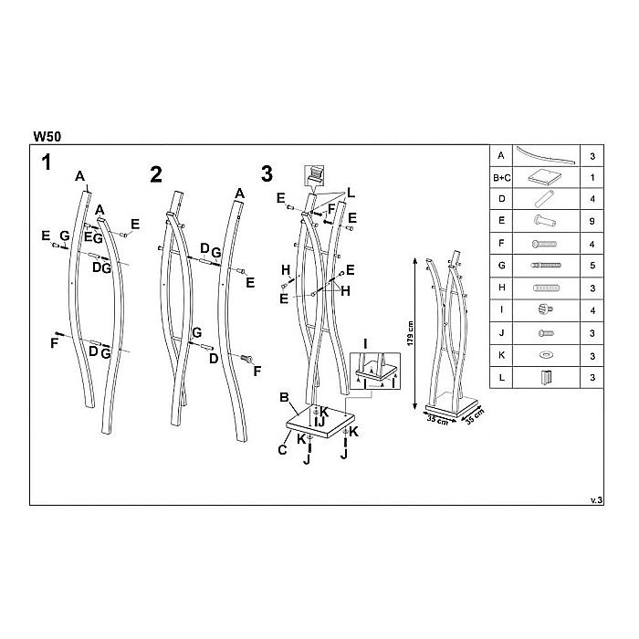 Cuier metalic HM W50, cu 9 agatatori, tip pom, robust, negru [2]