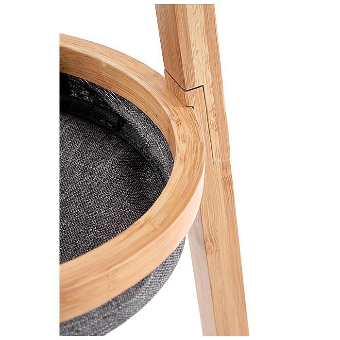 Cuier pentru hol cu spatiu depozitare HM W63, lemn masiv, cosulete textile, 6 agatatori, natur [2]