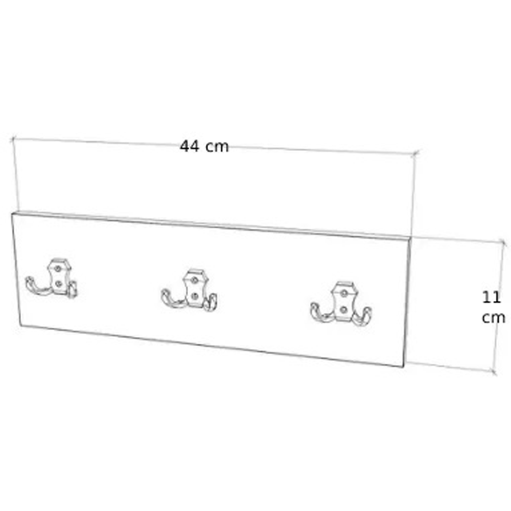 Cuier perete compact cu 3 agatatori 44x11 cm, alb [5]