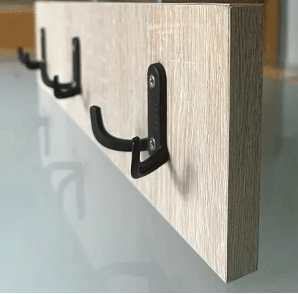 Cuier perete compact cu 3 agatatori 44x11 cm, stejar alb [2]