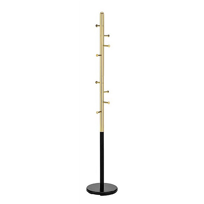 Cuier pom metalic HM W68, 8 agatatori, de podea, design minimalist, elegant, negru/auriu [3]