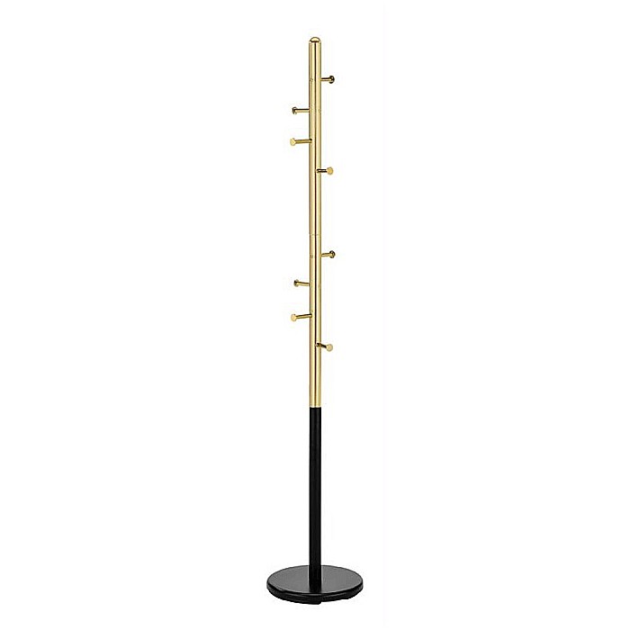 Cuier pom metalic HM W68, 8 agatatori, de podea, design minimalist, elegant, negru/auriu [2]