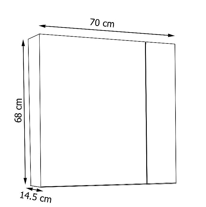 Dulap baie cu oglinda Celine, PAL, iluminare led, 70 cm, 2 usi, 3 rafturi, soft close, alb [6]
