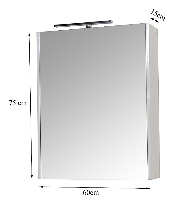Dulap baie cu oglinda GN5011, MDF, iluminare led, 60 cm, usa, 3 rafturi, soft close, alb [4]