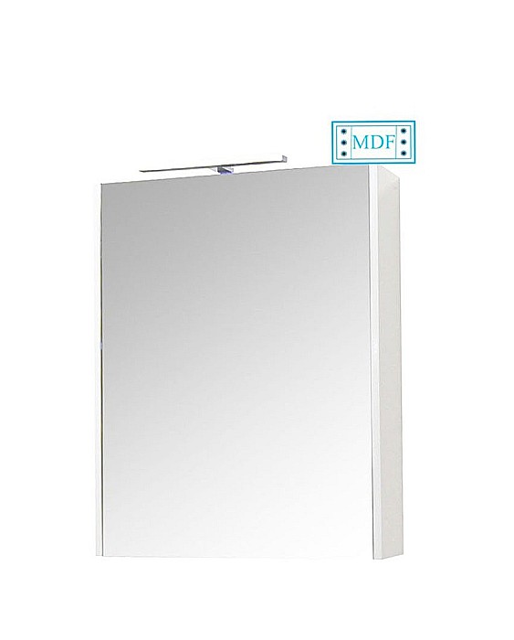 Dulap baie cu oglinda GN5011, MDF, iluminare led, 60 cm, usa, 3 rafturi, soft close, alb [2]