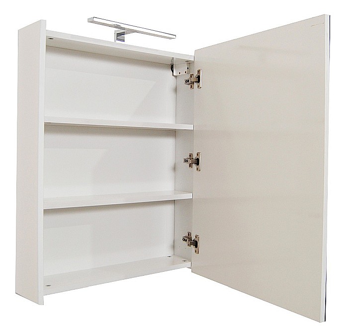 Dulap baie cu oglinda GN5011, MDF, iluminare led, 60 cm, usa, 3 rafturi, soft close, alb [3]