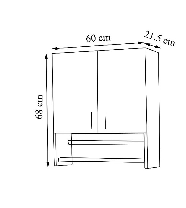 Dulap baie cu portprosop Ella, Pal melaminat, 2 usi, polita, 60 x 68 cm, alb [4]