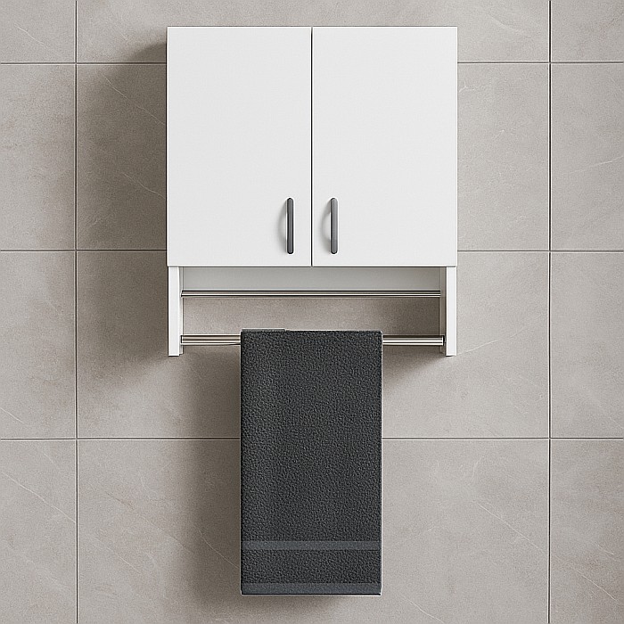 Dulap baie cu portprosop Ella, Pal melaminat, 2 usi, polita, 50 x 68 cm, alb [4]