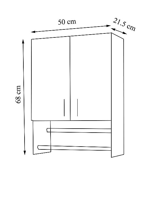 Dulap baie cu portprosop Ella, Pal melaminat, 2 usi, polita, 50 x 68 cm, alb [5]