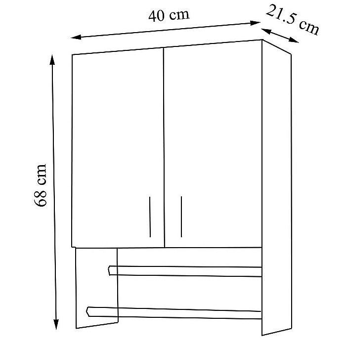 Dulap baie cu portprosop Ella, Pal melaminat, 2 usi, polita, 40 x 68 cm, alb [6]