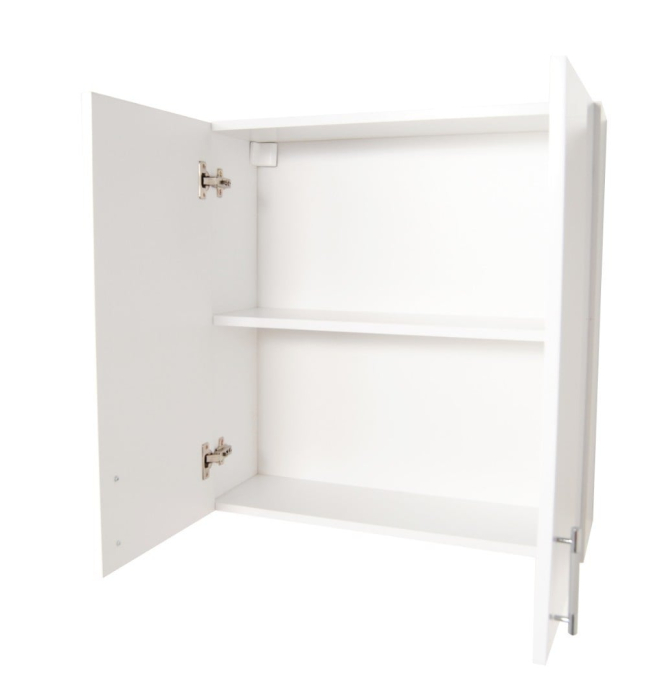 Dulap baie suspendat Roma, front MDF, 2 usi, polita, 55 x 68 cm, alb [3]