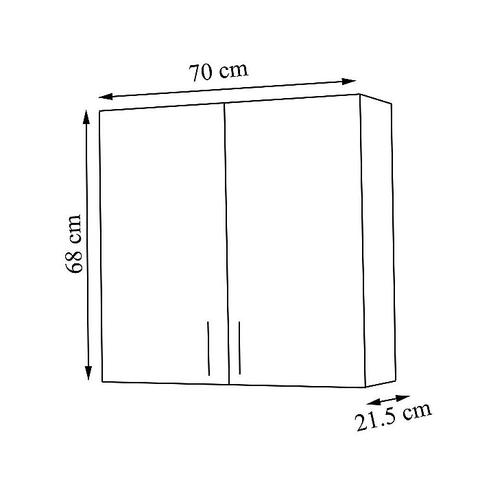 Dulap baie suspendat Roma, front MDF, 2 usi, polite, 70 x 68 cm, alb [3]