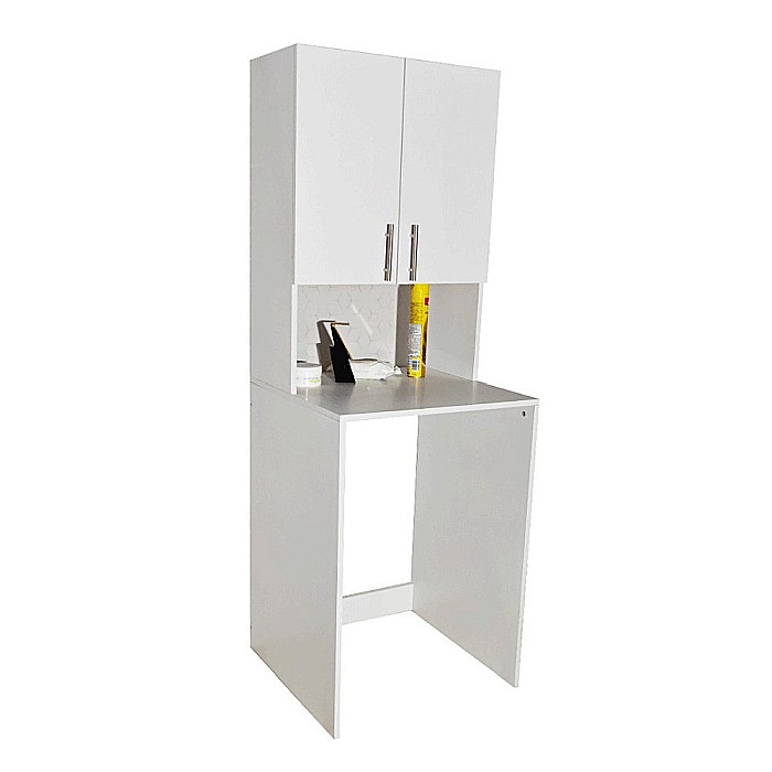 Dulap baie tip coloana cu spatiu pentru masina de spalat GN0191, 2 usi, polita, Pal Melaminat, 64x60x180 cm,alb [2]