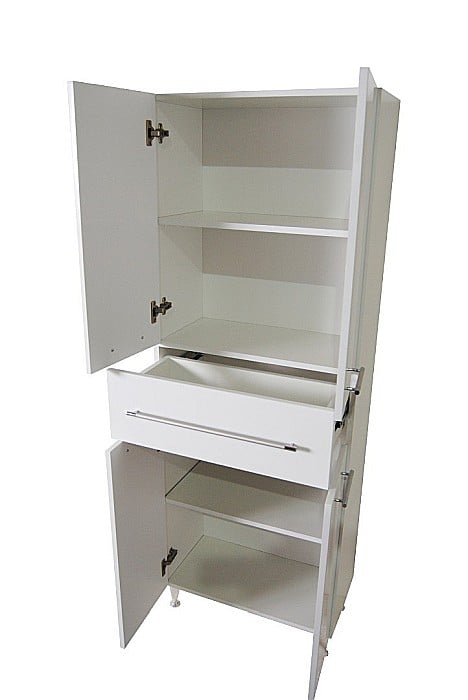 Dulap baie tip coloana GN0051, MDF, 4 rafturi, 4 usi, sertar, picioare reglabile, 60x31.6x166 cm [3]